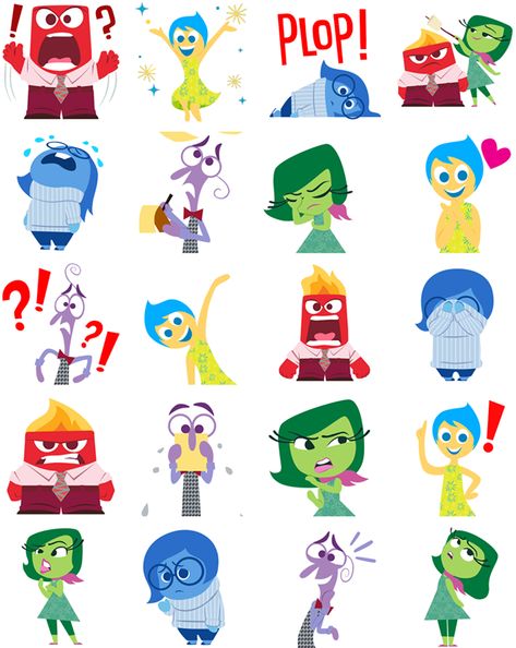 My Disney Life: Fun Find: Inside Out Emojis Drawing Disney, Inside Out Emotions, Animation Disney, Disney Inside Out, Images Disney, 디즈니 캐릭터, Mindy Kaling, Pixar Movies, Disney And Dreamworks