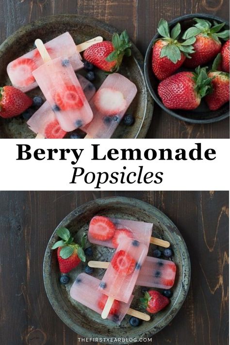 Berry Lemonade Popsicles are perfect for summer with fresh strawberries and blueberries! Lemonade Popsicles, Berry Lemonade, Sommer Mad, Strawberries And Blueberries, Sugar Pop, Homemade Popsicles, Popsicle Recipes, Summer Snacks, Fresh Strawberries