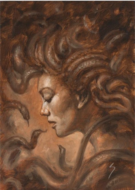 MATT STAWICKI - Medusa Study - item by CAF Medusa Oil Painting, Ancient Greek Art Paintings, Gorgon Mythology, Gaia Painting, Rage Painting, Medusa Aesthetic, Medusa Painting, Medusa Artwork, Mythology Paintings