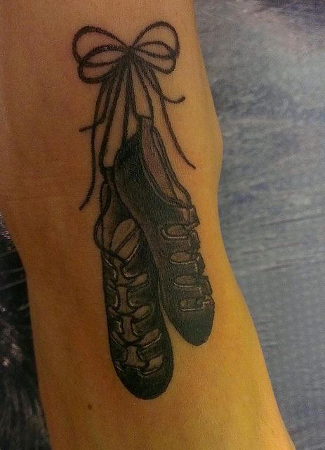 Irish dancing shoes tattoo | Flickr - Photo Sharing! Irish Dancing Shoes, Dancing Tattoo, Shoes Tattoo, Ballet Tattoos, Irish Dance Shoes, Dancer Tattoo, Dance Tattoo, Highland Dancing, Shoe Tattoos