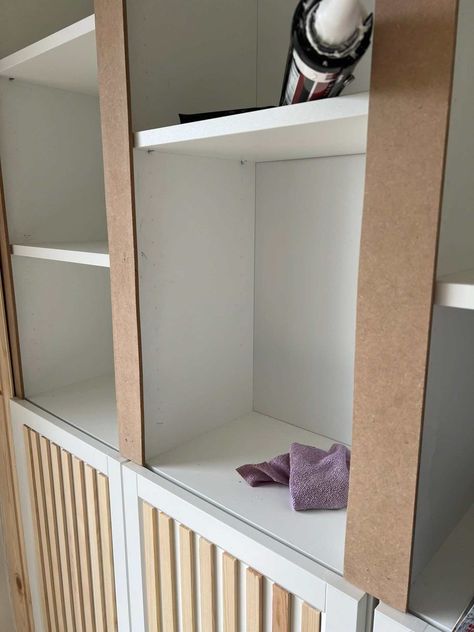 Ikea Billy Bookcase Paint Match, Door For Billy Bookcase, Ike’s Billy Bookcase, Ikea Billy Bookcase Without Back, Billy Bookcase Alcove Hack, Billy Bookcase Ideas Living Room, Eket Ikea Hacks Living Room, Oxberg Billy Ikea, Wall Shelves With Doors