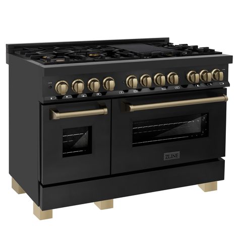 Freestanding Double Oven, Zline Autograph Edition, Kitchen Appliance Packages, Dual Fuel Ranges, Iron Grate, Appliance Packages, Oven Range, Gas Burners, Champagne Bronze