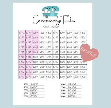 Excited to share this item from my #etsy shop: Camper Savings Tracker, Printable, Savings Goal, RV Savings, Travel Trailer, Instant Download, Letter Size 8.5 x 11, A4, A5 Weekly Savings Plan, Weekly Savings, Financial Planner Printables, Savings Tracker Printable, Saving Coins, Savings Chart, 52 Week Savings Challenge, Savings Goal, Save For House