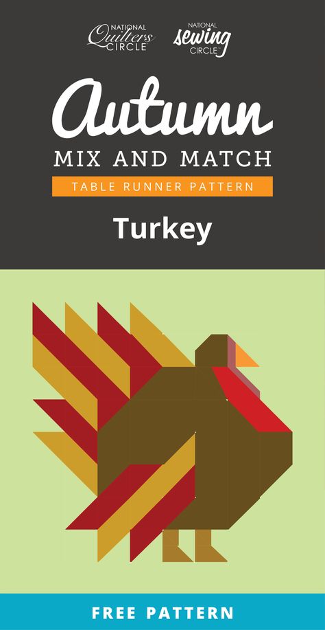 Turkey Table Runner Pattern, Turkey Quilt Patterns, Turkey Tracks Quilt Block, Seasonal Quilt Blocks, Thanksgiving Quilt Blocks, Turkey Quilt Block Free Pattern, Quilt As You Go Table Runner, Fall Quilted Table Runners Patterns Free, Turkey Quilt Block