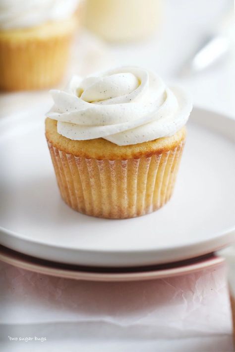 These fluffy Eggnog Cupcakes are soft and fluffy with the perfect amount of spice! Make them a little boozy with the butter rum frosting. Or make them without alcohol; either way you'll enjoy this cupcake recipe with a classic Christmas flavor. Butter Rum Frosting, Rum Frosting, Eggnog Cupcakes, Cake Flour Substitute, Easy Eggnog, Boozy Cupcakes, Butter Rum, Easy Cupcake Recipes, Holiday Cupcakes