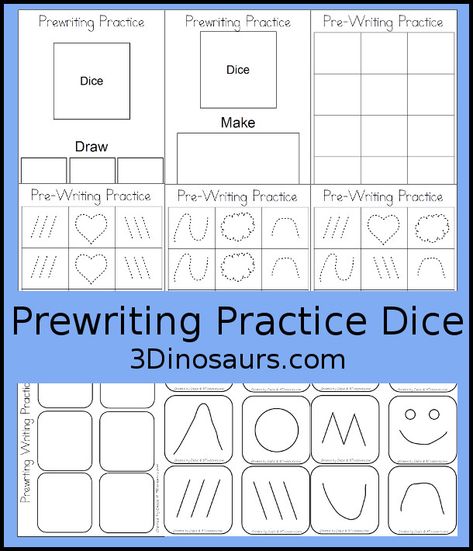 Free Fine Prewriting Practice Printable Dice - two fun prewriting dice centers that kids can use to change up their prewriting with tracing prewriting center, drawing prewriting centers, prewriting practice folding dice, and prewriting practice cube dice inserts. - 3Dinosaurs.com #prewritingprintable #kindergarten #prek #finemotor #3dinosaurs #freeprintable Prewriting Practice, Dice Printable, Prewriting Worksheets, Dot Marker Printables, Easy Reader Books, Writing Printables, Paper Cube, 3 Dinosaurs, Tracing Lines