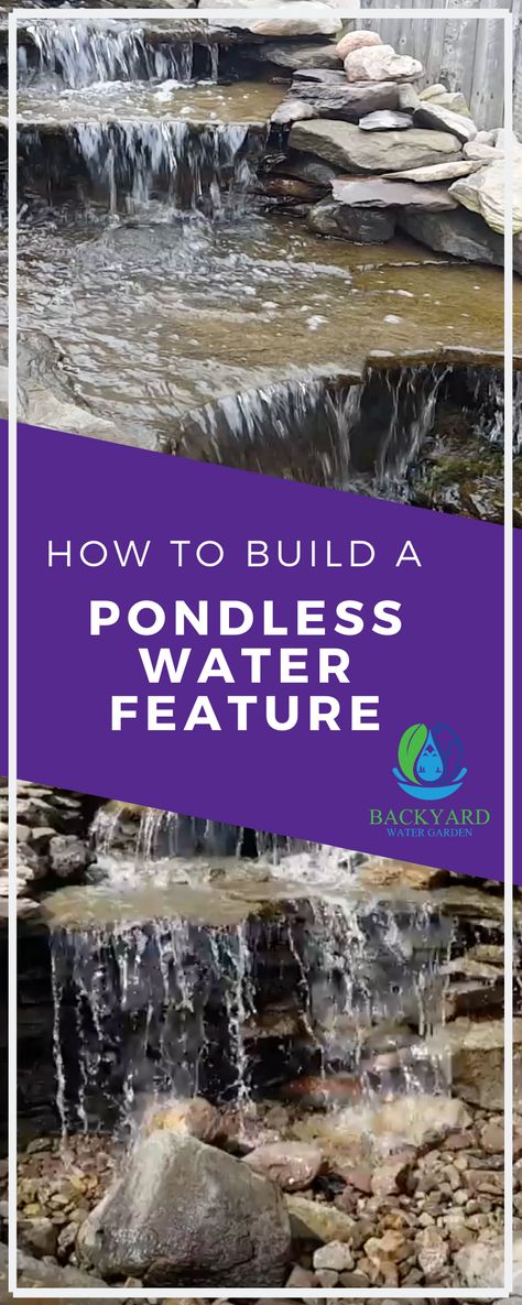 Your life is busy and finding the time, energy and money that goes into digging and maintaining a pond is almost unimaginable. That’s where the idea of a pondless waterfall comes in. Creating your own at home getaway can work wonders on your stress levels, not to mention the pride you will feel by doing this yourself.  Just follow the steps and you will get the professional results you deserve. #backyardwaterfalldiy #backyardwaterfall # Outdoor Water Features Diy Waterfalls, Waterfall Ponds Backyard Diy, Backyard Water Falls Ideas, Rock Pond Waterfall, Backyard Water Features Diy, Pondless Waterfalls Backyard Diy, Pondless Waterfall Ideas Diy, Diy Pondless Water Feature Simple, Backyard Water Falls