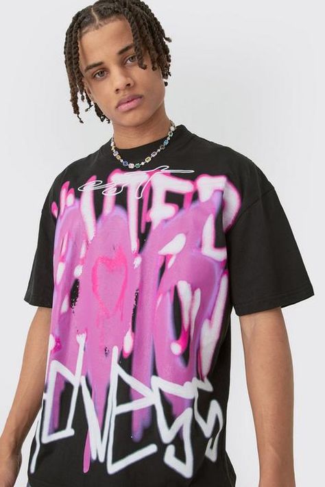 Men's T-shirts | T-shirts & Tank Tops | boohoo USA Vegas Dresses, Going Out Trousers, Going Out Shirts, Party Mode, Gilet Costume, Plus Size Romper, Graffiti Prints, Status Quo, Plus Size Prom Dresses