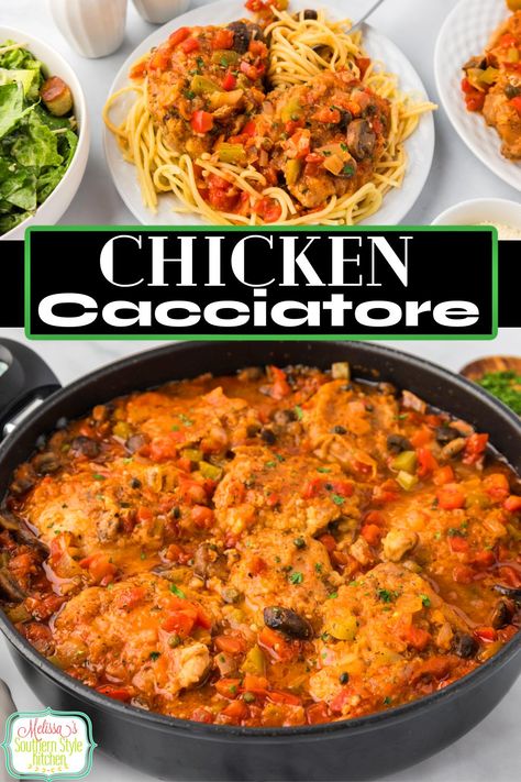 Peppers Onions Mushrooms, Mushrooms Recipes, Cacciatore Recipes, Chicken Cacciatore Recipe, Chicken Orzo Soup, Fried Steak, Lemon Chicken Orzo Soup, Chicken Cacciatore, Southern Fried Chicken