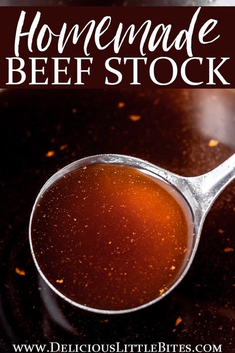 Simplicity and versatility make Homemade Beef stock an incredibly useful recipe to know how to make. You can use this recipe as the base recipe for building many main dishes such as soups, stews, and braises. Homemade stock is more flavorful and lower in sodium than store bought varieties, which makes it a healthy alternative.   | #beefstock #brownstock #homemadebeefstock #stock #soup How To Make Beef Broth, Beef Boullion Recipes, Boullion Recipe, Beef Stock Recipe, Homemade Beef Stock, Beef Stock Recipes, Homemade Beef Broth, Homemade Stock, How To Make You