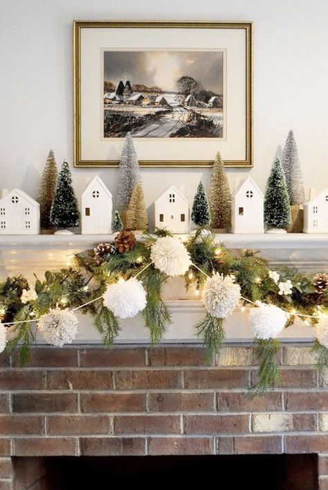 60 Christmas Mantel Decor Ideas to Upgrade Your Fireplace 2021 Mantels Ideas Fireplace, Christmas Fireplace Mantels, Christmas Mantel Decor, Mantel Decor Ideas, Glitter Mason Jars, Christmas Mantle Decor, Christmas Fireplace Decor, Christmas Mantel, Christmas Mantel Decorations