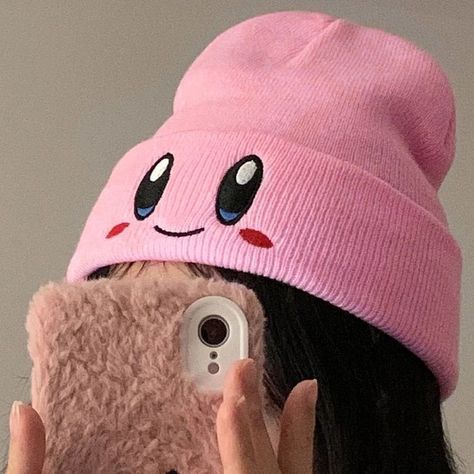 Kirby Beanie, Beanie Anime, Cute Pink Anime, Anime Game Character, Muslimah Style, E Girl Aesthetic, Pink Anime, Kirby Art, Baby Pink Aesthetic