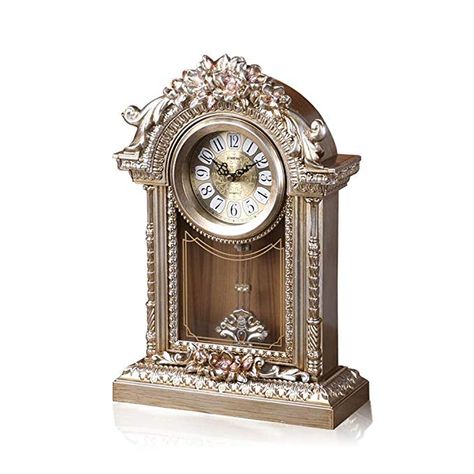 HAOFAY clock - European Retro Mantel/Resin Quartz Clock Pendulum Movement Living Room Desk & Shelf Clock Decoration Review Clock Pendulum, Living Room Desk, Shelf Clock, Table Clocks, Mantel Clocks, Desk Shelf, Antique Clock, Room Desk, Quartz Clock