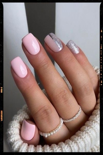 Prom Nails Perfect For A Magical Night! Dark Pink And Silver Nails, Pink And Grey Nails Designs, Grey Pink Nails, Gray And Pink Nails, Pink And Gray Nails, Grey And Pink Nails, Pink And Grey Nails, Pink Grey Nails, Dusty Pink Nails