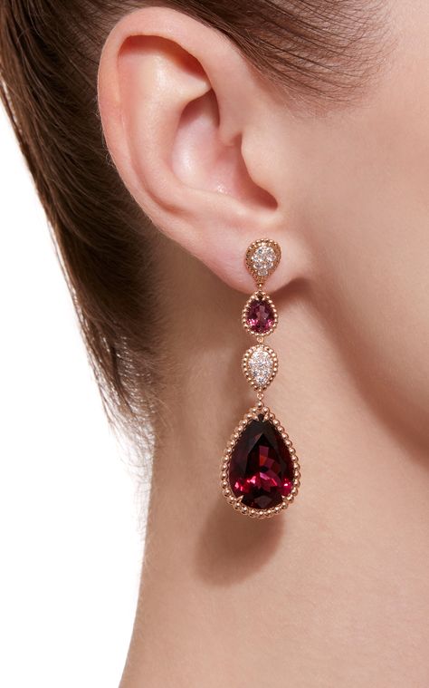 Boucheron Rhodolite Garnet Serpent Boheme Pendant Earrings Rhodolite Jewelry, Green Garnet, Garnet Jewelry, Rhodolite Garnet, Beauty Trends, Pendant Earrings, Moda Operandi, Women Collection, Fashion Collection