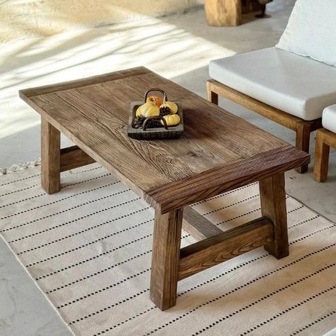 This 115-Year-Old Home Tour Mixes Modern and Traditional Solid Wood Coffee Table Rustic, Spanish Style Coffee Table, Rustic Coffee Table Ideas, Wooden Table Design, Reclaimed Coffee Table, Vendor Ideas, Coffee Table Wooden, French Coffee Table, Wood Coffee Table Rustic