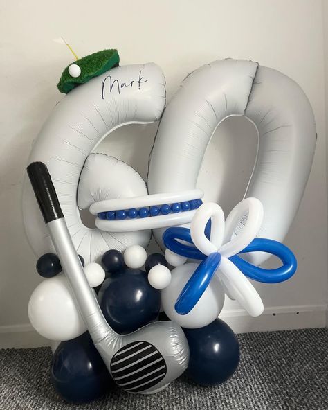 Golf Balloon Bouquets, Golf Theme Balloons, Golf Balloon Ideas, Golf Balloon Garland, Golf Balloon Decorations, Golf Balloon Arch, Husband 40th Birthday, Birthday Golf, Golf Party Decorations