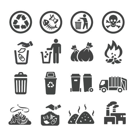 Municipal Waste, Trash Disposal, Business Fonts, Water Icon, Plant Icon, Person Icon, Coffee Icon, Network Icon, Waves Icon