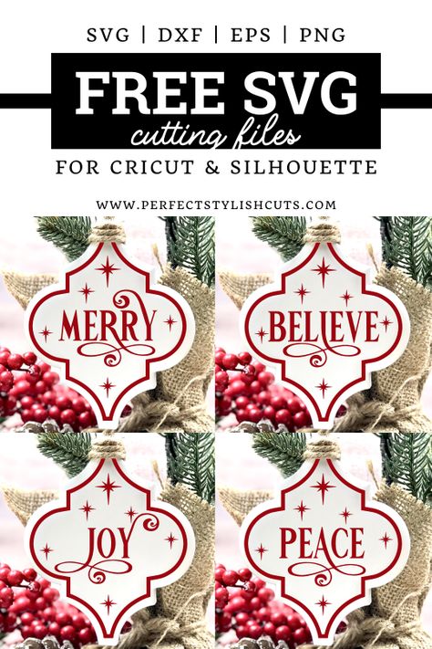 Use these 4 FREE Christmas Arabesque Tile Ornament SVG Files for Cricut Christmas DIY projects. You can make a set of beautiful ornaments using the Satori Hudson lantern style tiles from Lowes hardware store. Get all the tips and tricks you need! #freechristmassvg #freearabesquesvg #freeornamentsvg #freesvgfiles #freesvg #christmascrafts #diychristmas #christmasornamentsvgfiles #arabesqueornamentsvg #craftprojects #vinylprojects #cuttingfiles Christmas Fonts Alphabet, Cricut Ornaments, Christmas Fonts Free, Cricut Christmas Ideas, Arabesque Tile, Ornament Svg, Christmas Fonts, Christmas Projects Diy, Christmas Svg Files