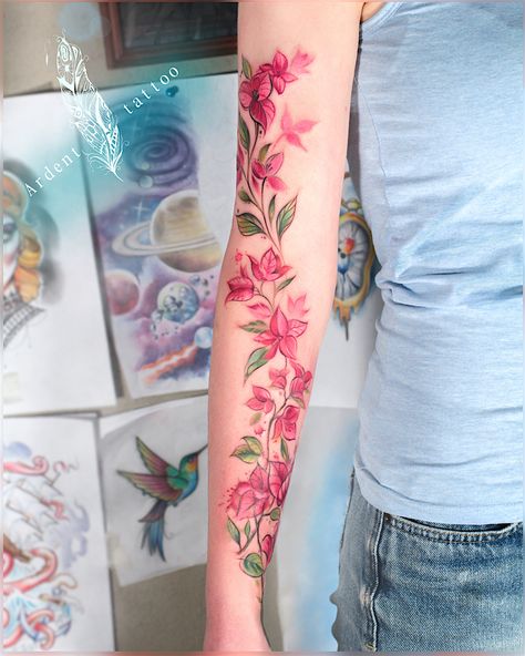 #tattoo #ardenttattoo #art #tattooideas #Bougainvillea #tatuaggio Bougainvillea Tattoo Black, Bougainvillea Tattoo, Frida Tattoo, 2023 Tattoo, Mangas Tattoo, Left Arm Tattoos, Tattoo Thigh, Panda Tattoo, Web Tattoo