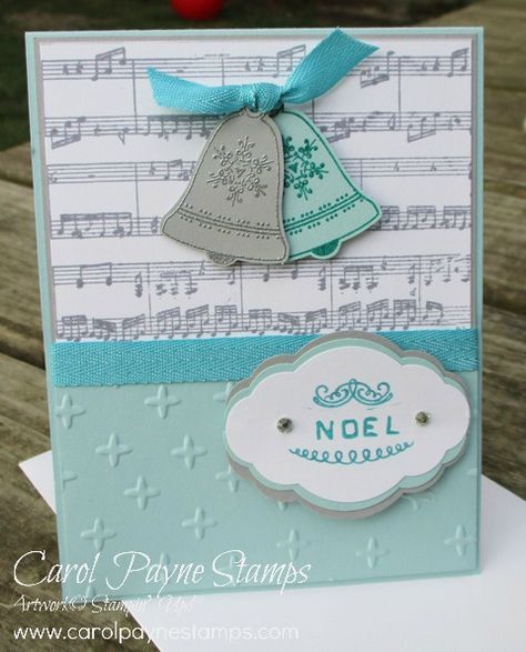 Seasonal Bells for Christmas in July! Stampin Up Seasonal Bells, Sheet Music Background, Music Cards, Pretty L, Christmas Tree Kit, Stamped Christmas Cards, Silver Christmas Decorations, Music Background, Christmas Jingles