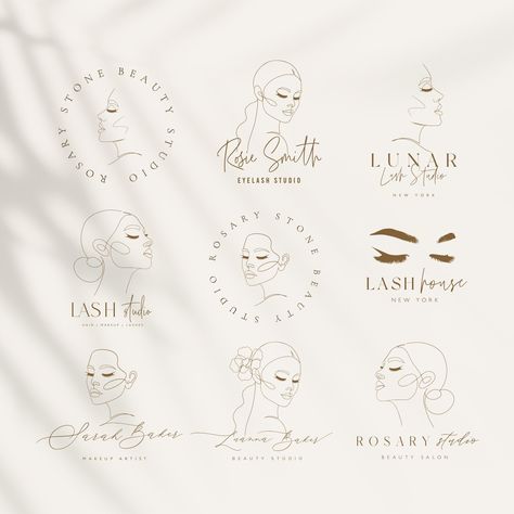 9 Beauty Logo Designs, Editable Beauty Studio Eyebrow Logo Design, Eyebrows Logo, Eyelash Extension Logo, Beauty Studio Logo, Lash Tech Logo, Ideas Para Logos, Logo Eyelash, Makeup Logo Design, Logo Makeup