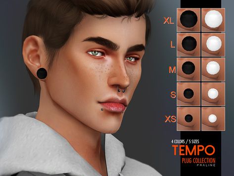 Pralinesims' Tempo Plug Collection Sims 4 Alpha Cc Piercings, Sims 4 Cc Ear Gauge, Sims 4 Piercings Ears, Sims 4 Gage Earrings, Sims4 Cc Accessories Male, Ts4 Cc Male Jewelry, Sims 4 Ear Gauges, Sims 4 Cc Male Ear Piercings, Sims 4 Ear Plugs