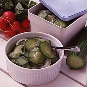 Frozen Cucumber Salad Melissa this is what I used to do--just added a bit of garlic salt and some dill. Freezing Cucumbers, Freezer Pickles, Freezer Ideas, Cucumber Salads, Freezer Prep, Freezing Vegetables, Cucumber Salad Recipe, Freezer Recipes, Savory Salads