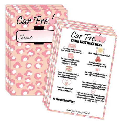 PRICES MAY VARY. Size: Our Car Freshiess Insert Cards sizes are 4 "x6", use these Freshie Scent cards in your business. Each pack of 50 pcs of Care Instruction Card is suitable for inspection of abundant fresh manufacturers and small businesses, and is an adequate quantity for automotive fresh problem warning labels. Each Freshies Warning Card has a bold "Car Fresh" header on the front, allowing you to fill in the blanks and write down your fresh scent. The back has a comprehensive set of car fr Car Freshie Care Instructions, Freshie Business, Fresh Care, Craft Label, Car Freshies, Thank You Customers, School Supply Labels, Label Stickers, Warning Labels