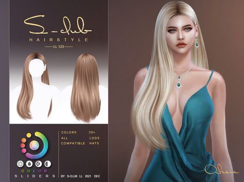 S Club Hair Sims 4, Sims 4 S Club Hair, Sims4 Cc Hair Long, Sims 4 Cc Long Hair, Hair Ts4, Ts4 Hair, Sims 4 Piercings, Cc Hair, The Sims 4 Pc