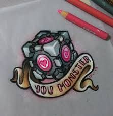 companion cube tattoo Portal Tattoo, Game Tattoo, Video Game Tattoos, Companion Cube, Nerdy Tattoos, Gamer Tattoos, Video Game Tattoo, Text Tattoo, Gaming Tattoo