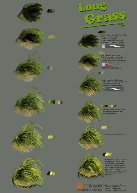 Digital painting - How to paint long grass #digitalpainting #howto #grass #longgrass Ako Kresliť, Acrylic Painting Techniques, Digital Painting Tutorials, Art Instructions, Painting Lessons, Digital Art Tutorial, Painting Tips, Art Tips, How To Paint