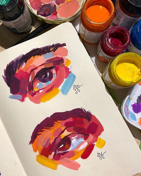 Ap Studio Art Sketchbook, Paint With Me Aesthetic, Gouache Pop Art, Trippy Gouache Painting, How To Paint Gouache, Gouache Tips And Tricks, Painting Guash, Guache Art Gouache Painting Aesthetic, Acrylic Painting Sketchbook