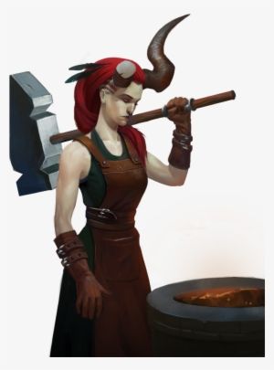 Tiefling Blacksmith, Blacksmith Hammer, Viking Character, Golden Fields, Heroic Fantasy, Fantasy Island, Character Portrait, Dungeons And Dragons Homebrew, Rpg Characters