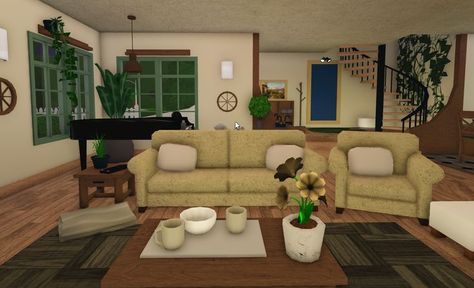 Roblox Bloxburg Earthy Cottage 73k Earthy Cottage, Bloxburg Cottage, Cottage Living Room, Small House Layout, Cottage Living Rooms, Unique House Design, Unique Houses, Cottage Living, Dream House Plans