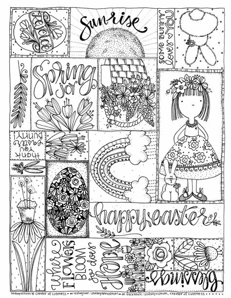 Lindsey Ostrom Lettering, Ostara Coloring Pages Free Printable, Lindsay Ostrom Doodles, Easter Adult Coloring Pages, Bunny Zentangle Art, Doodle 101, Bible Garden, Easter Mandala Coloring Pages, Spiritual Journaling