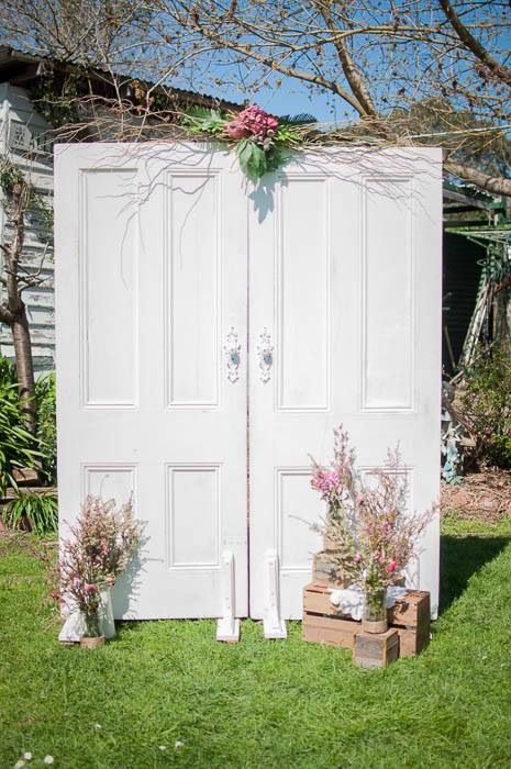 Vintage/shabby chic /classic white doors/wedding backdrop/ceremony/available for hir at mysweeteventhire .com.au Womens Event Photo Backdrop, Shabby Chic Backdrop, Door Photo Backdrop, Door Wedding Backdrop, Ceremony Backdrop Indoor, Door Backdrop, White Wooden Doors, Recycled Door, Portable Backdrop