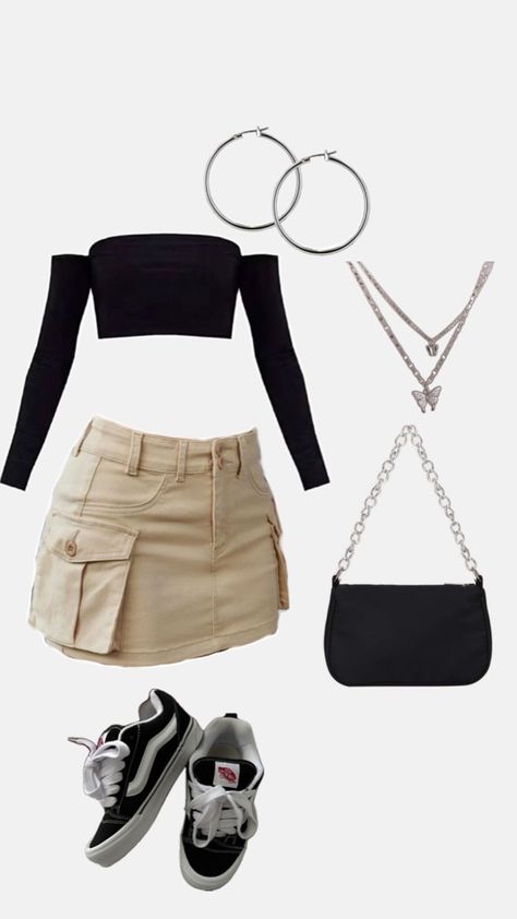 outfit with beige cargo skirt Beige Cargo Skirt, Shein Outfit Ideas, Shein Coupon Codes, Shein Coupons, Cargo Skirt Outfit, Greece Outfit, Beige Cargo, Fits For Summer, Outfit Inspo Casual