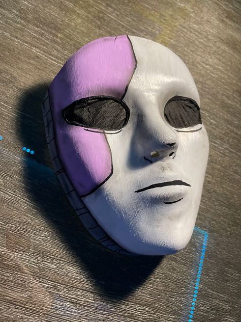 Sally Face mask, white mask with pink accent and black eyes, Sally Face Mask Drawing, Sally Face Room Decor, Sally Face Cosplay Mask, Sallyface Mask, Sally Face Mask Diy, Sally Face Costume, Mascara Sally Face, Sal Cosplay, Sally Face Mask