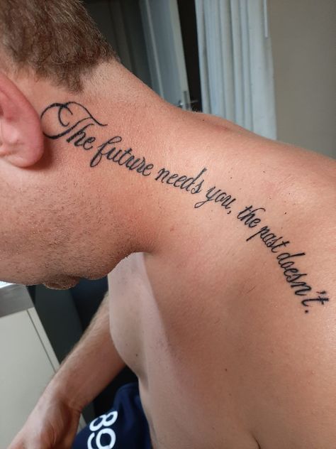 Behind ear tattoo , text tattoo Respect The Past Create The Future Tattoo, Past Present Future Tattoo, Tattoo Text, Tattoo Lettering Styles, Cool Forearm Tattoos, D Tattoo, Lettering Styles, Past Present Future, Forearm Tattoos