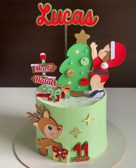 Natal Baby, Jesus Birthday Party, Baby Boy Birthday Cake, Christmas Themed Cake, 3d Cake Toppers, Christmas Holiday Cake, Christmas Cake Designs, Easy Cake Decorating, Baby Cakes