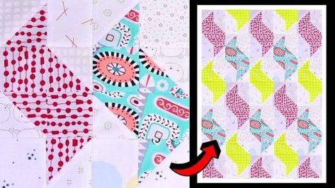 Squiggle Quilt, Diy Joy, Diy Blocks, Cute Quilts, Quilt Block Tutorial, Half Square Triangles, Printed Backgrounds, Free Quilting, Quilt Block