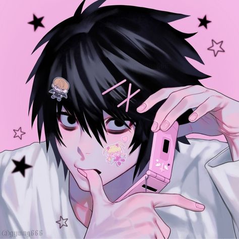 Goth Boy Art, Emo Boy Art, Yami Kawaii Art, L Icon, Kawaii Boy, Goth Boy, L Lawliet, Boy Drawing, Yami Kawaii