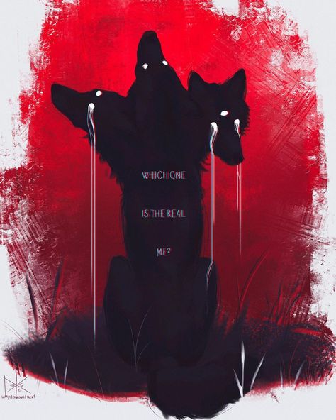 Albino Wolf Art, Wolf Demon Art, Creepy Wolf Art, Hell Hound Aesthetic, Dark Wolf Art, Hellhound Aesthetic, Black Wolf Art, Dog Symbolism, Canine Poetry