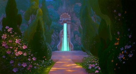 Andalasia Disney Movie Trivia, Giselle Enchanted, Magic Fountain, Scary Dreams, Disney Enchanted, Animation Disney, Anime Places, Castle Garden, Film D'animation