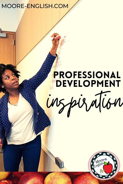 Demonstrating a commitment to professional development is a critical part of teaching. But sometimes teacher PD is irrelevant or poorly delivered or impersonal. For this reason, Moore English has put together a collection of ideas for teacher-led professional development. PD is best when it's teacher-to-teacher, when it's personal, local, and focused. Moore English specializes in ideas for growing new teachers and teacher leaders and building a school climate that allows teachers to grow Plc Ideas Teachers Schools, Teacher Development Ideas, Professional Development For Teachers Workshop, Inspiration For Teachers, Teacher Time Management, Professional Development Activities, Professional Development Books, Teacher Leader, Ideas For Teachers