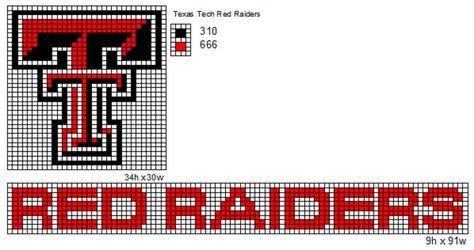 Texas Tech Red Raiders by cdbvulpix.deviantart.com on @deviantART Texas Tech Crochet, Texas Tech Quilt, Texas Tech Logo, Collage Football, Texas Quilt, Sports Crafts, Raiders Logo, Melty Bead Patterns, Food Sculpture