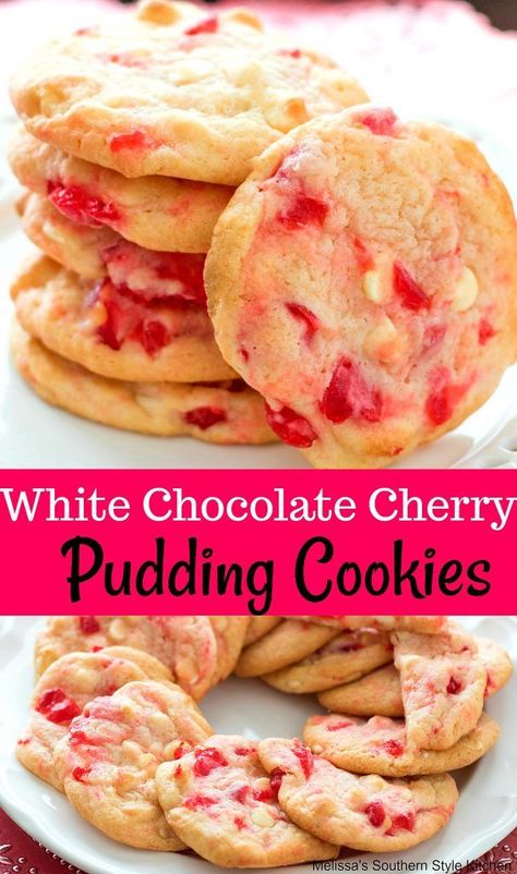 Archway Cherry Chip Nougat Cookies Recipe, White Chocolate Cherry Cookies, Cherry Pudding, Cookies White Chocolate, White Chocolate Cherry, Sweet Bars, Special Cookies, Cherry Cookies, Cherry Desserts