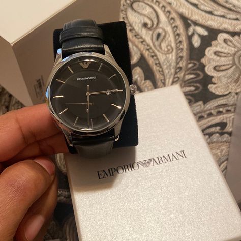 Emporio Armani Watch Ar11020 Brand New With Tag And Box Emporio Armani Watch, Armani Watch, Armani Grey, Husband Material, Armani Watches, Brown Leather Watch, Black Leather Watch, Mens Chronograph, Armani Black