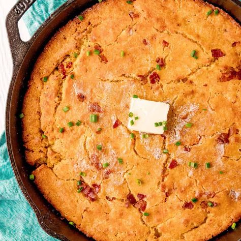 Savory Cornbread Recipe, Perfect Cornbread, Bacon Cornbread, Savory Cornbread, Homemade Yeast Rolls, Butter Rolls, Bacon Corn, Savory Breads, Mexican Cornbread